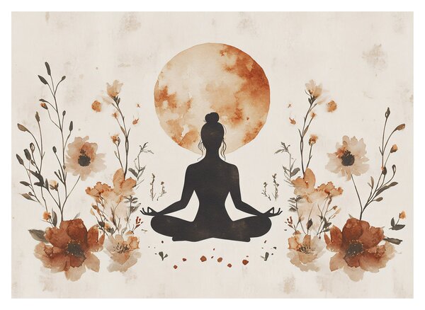 Tablou pe sticlă - Yoga Portocalie (70x50 cm)