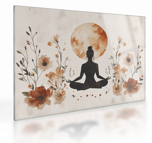 Tablou pe sticlă - Yoga Portocalie (70x50 cm)