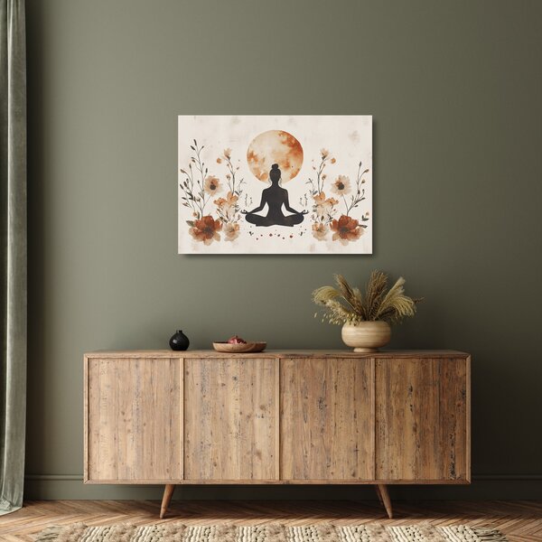 Tablou pe sticlă - Yoga Portocalie (70x50 cm)