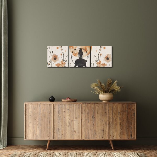 Tablou - Yoga Portocalie (cu ceas) (90x30 cm)