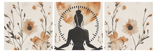 Tablou - Yoga Portocalie (cu ceas) (90x30 cm)