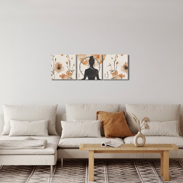 Tablou - Yoga Portocalie (cu ceas) (90x30 cm)