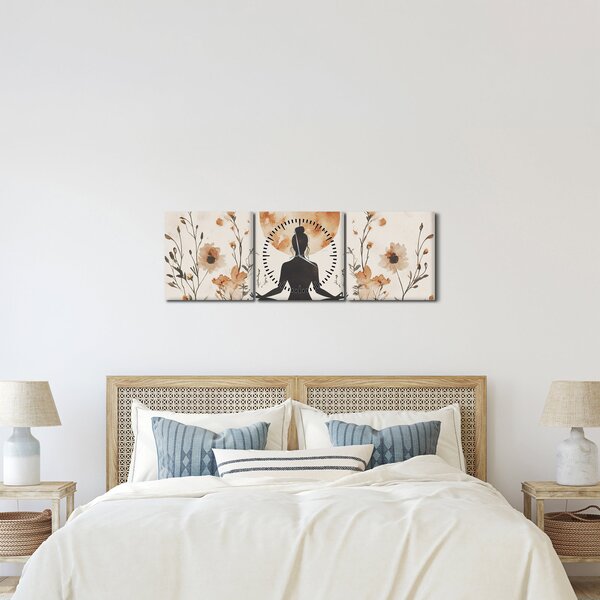 Tablou - Yoga Portocalie (cu ceas) (90x30 cm)