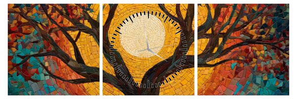 Tablou - Soarele în coroana arborelui vieții (cu ceas) (90x30 cm)