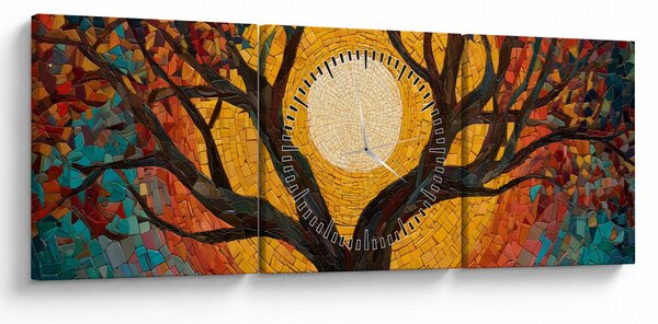 Tablou - Soarele în coroana arborelui vieții (cu ceas) (90x30 cm)