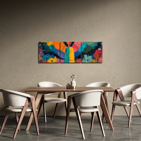 Tablou - Înger abstract cu flori (cu ceas) (90x30 cm)