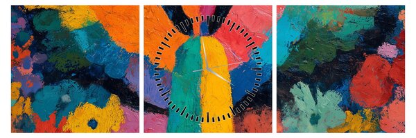 Tablou - Înger abstract cu flori (cu ceas) (90x30 cm)