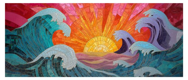 Tablou - Mozaic de valuri (120x50 cm)