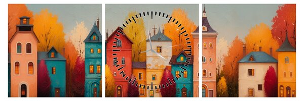 Tablou - Sat de toamnă (cu ceas) (90x30 cm)