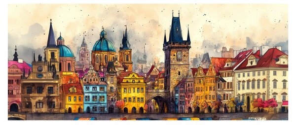 Tablou - Toamna în orașul pictat (120x50 cm)