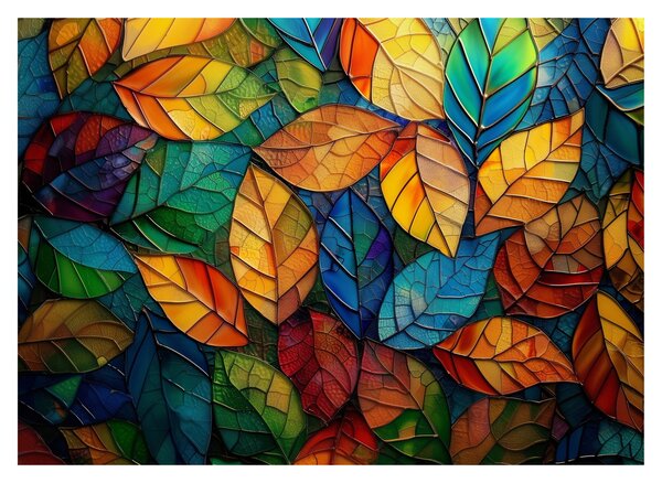 Tablou pe sticlă - Mozaic din frunze (70x50 cm)