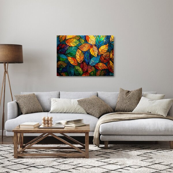 Tablou pe sticlă - Mozaic din frunze (70x50 cm)