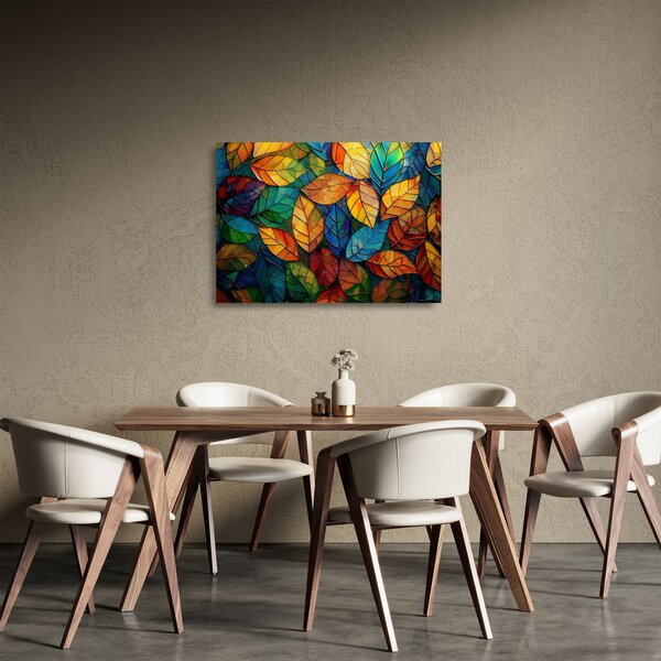Tablou pe sticlă - Mozaic din frunze (70x50 cm)