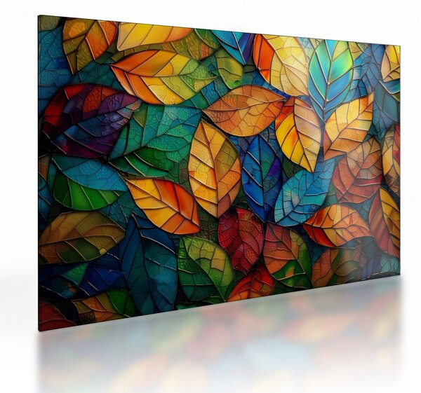Tablou pe sticlă - Mozaic din frunze (70x50 cm)