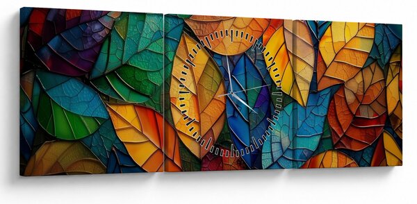 Tablou - Mozaic din frunze (cu ceas) (90x30 cm)