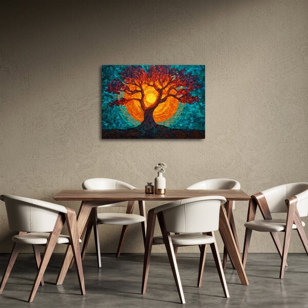 Tablou - Arborele vieții și soarele în mozaic (70x50 cm)