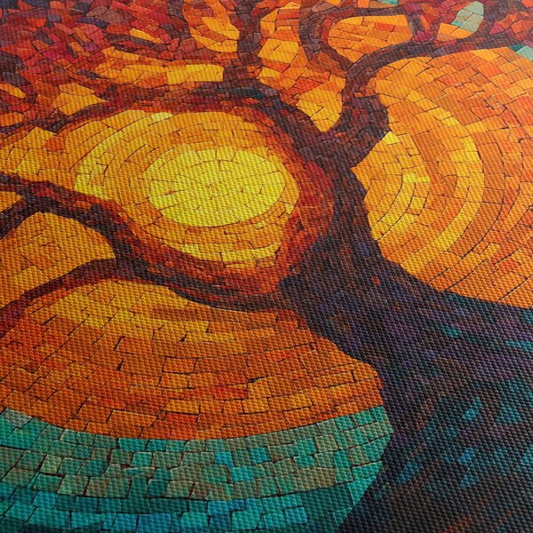 Tablou - Arborele vieții și soarele în mozaic (90x60 cm)