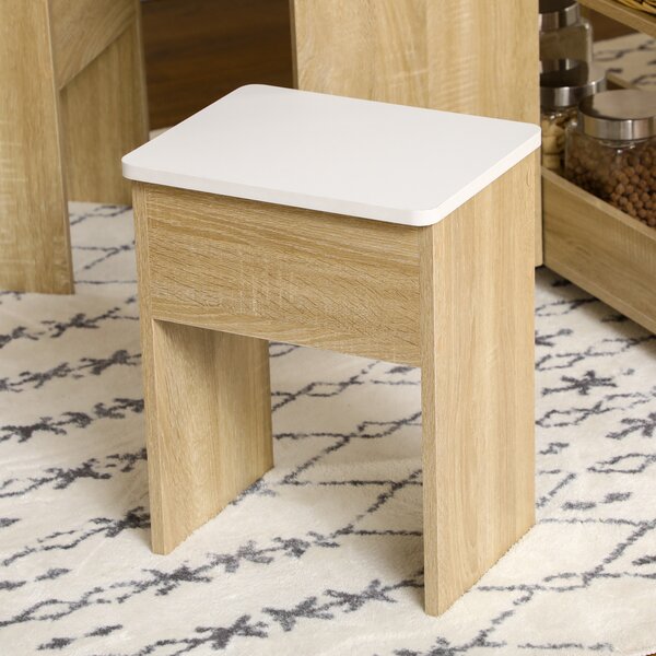 Set dining 4 persoane HOMCOM, masa de bucatarie cu extensie plianta, rotile, 4 scaune, culoare stejar | Aosom RO