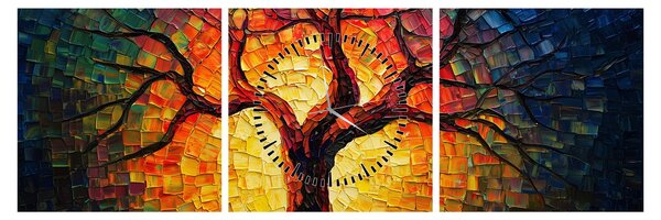 Tablou - Arborele vieții în mozaic (cu ceas) (90x30 cm)