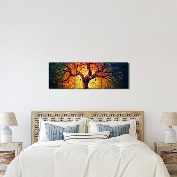 Tablou - Arborele vieții în mozaic (cu ceas) (90x30 cm)
