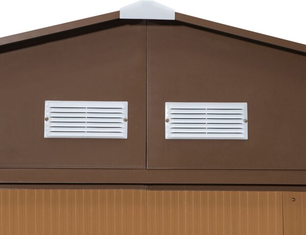 Outsunny Magazie de Unelte, Căsuță din Oțel Galvanizat, Șopron de Grădină pentru Organizare și Depozitare, 3.4x3.86x2 m, Galben | Aosom Romania