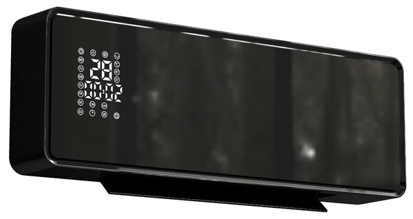 HOMCOM Încălzitor mural ceramic 1000/2000W, radiator electric, ventilator, termostat, temporizator, 54x18,7x12,3cm, negru | Aosom Romania