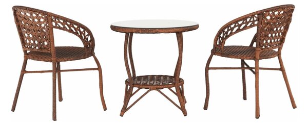 Set gradina JARUB, maro, ratan artificial/sticla securizata/metal, cu