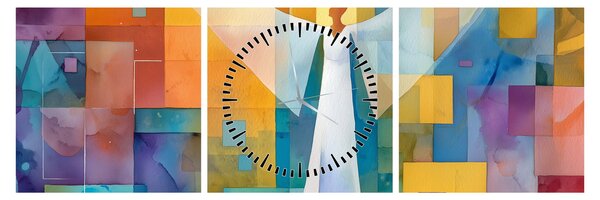Tablou - Înger geometric (cu ceas) (90x30 cm)
