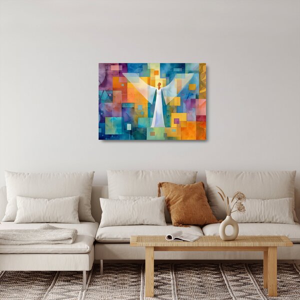 Tablou pe sticlă - Înger geometric (70x50 cm)