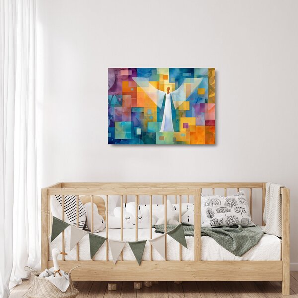 Tablou pe sticlă - Înger geometric (70x50 cm)
