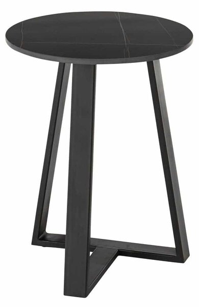 Masuta cafea Jason 2, negru cu efect de marmura, ceramica/metal, 40x50
