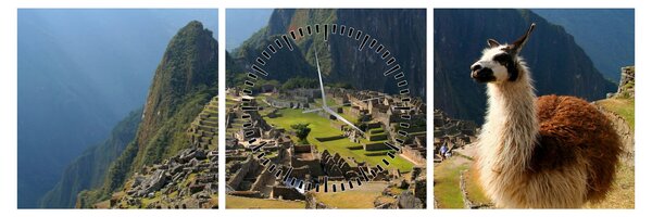 Tablou - Lama și Machu Picchu (cu ceas) (90x30 cm)
