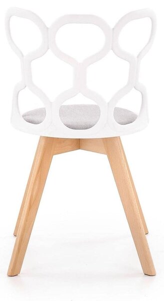 Scaun living K308, alb/gri/stejar, stofa clasica/polipropilena/lemn, 4