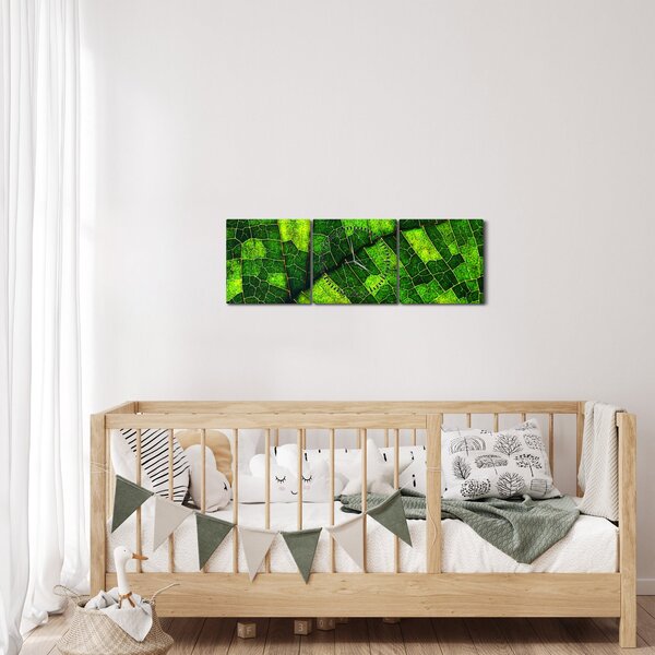 Tablou - Detaliu frunze (cu ceas) (90x30 cm)
