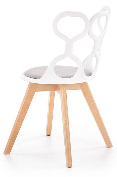 Scaun living K308, alb/gri/stejar, stofa clasica/polipropilena/lemn, 4