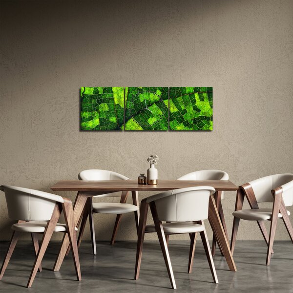Tablou - Detaliu frunze (cu ceas) (90x30 cm)