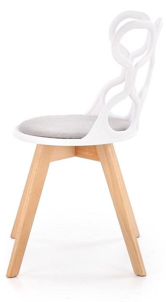 Scaun living K308, alb/gri/stejar, stofa clasica/polipropilena/lemn, 4