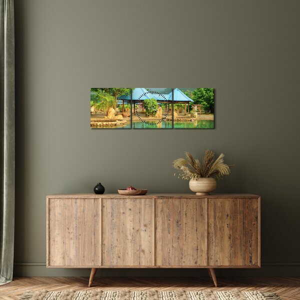 Tablou - Shanghai hotel park (cu ceas) (90x30 cm)