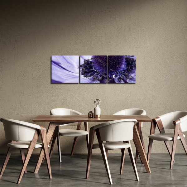 Tablou - Floare mov (cu ceas) (90x30 cm)