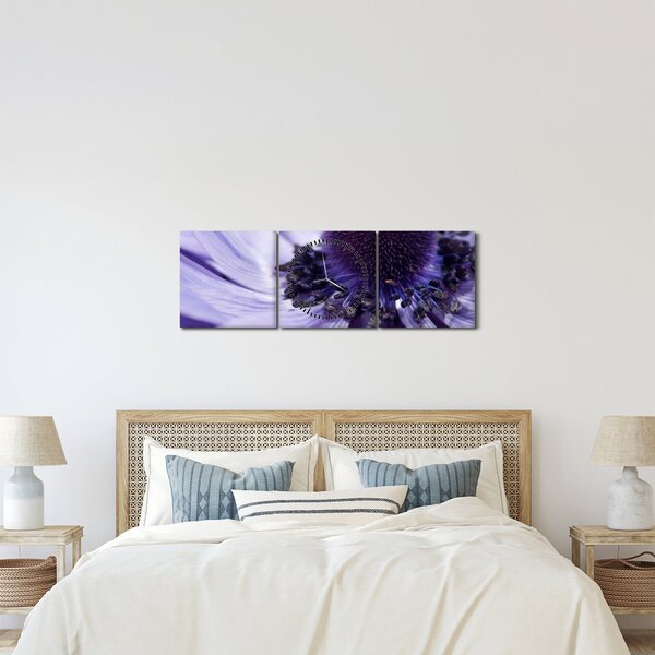 Tablou - Floare mov (cu ceas) (90x30 cm)