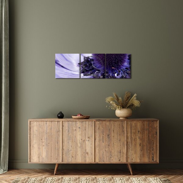 Tablou - Floare mov (cu ceas) (90x30 cm)