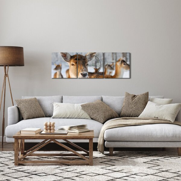 Tablou - Cerbi (cu ceas) (90x30 cm)