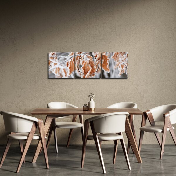 Tablou - Frunze înghețate (cu ceas) (90x30 cm)