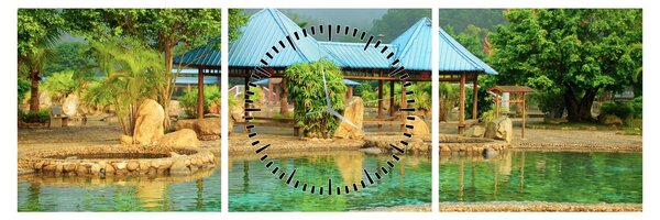 Tablou - Shanghai hotel park (cu ceas) (90x30 cm)