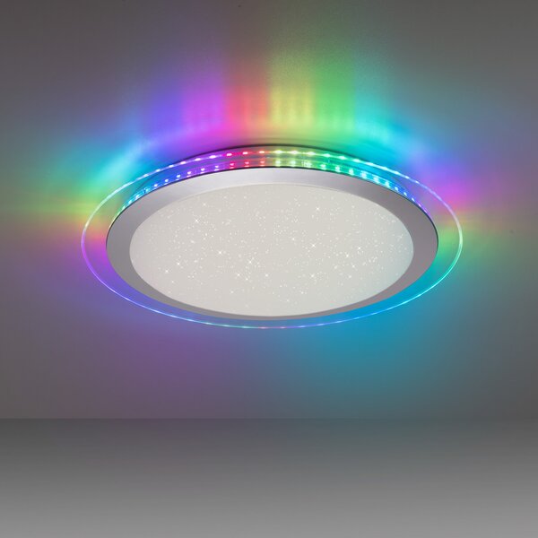 JUST LIGHT. GmbH Plafonieră LED Cyba Stars CCT RGB-Sidelight, reglabil, Metalic, Camera de zi / sufragerie, Plastic, Modern