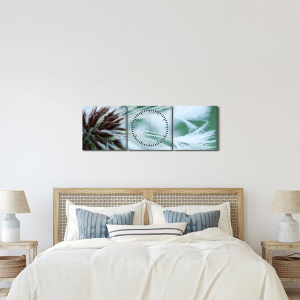 Tablou - Detaliu floare (cu ceas) (90x30 cm)