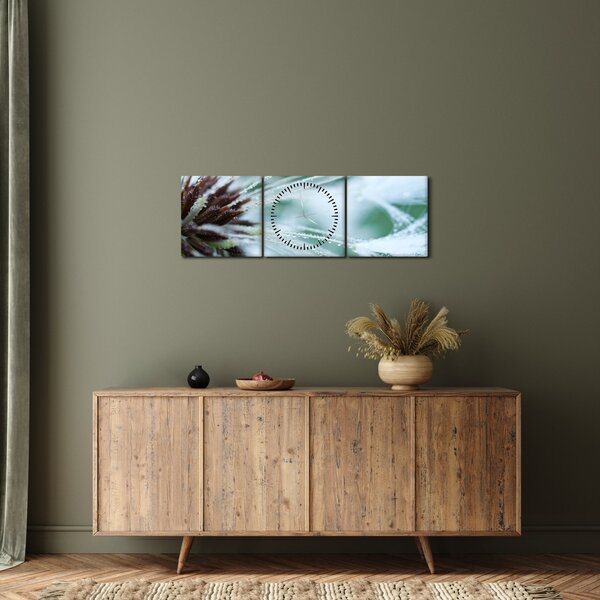 Tablou - Detaliu floare (cu ceas) (90x30 cm)