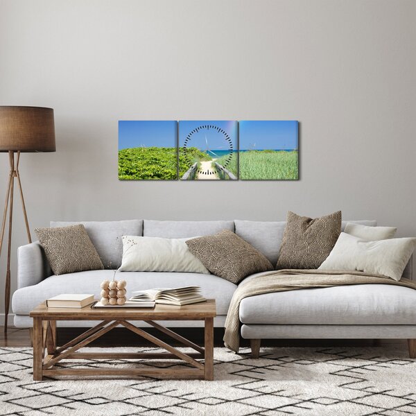 Tablou - Peisaj și curcubeu (cu ceas) (90x30 cm)