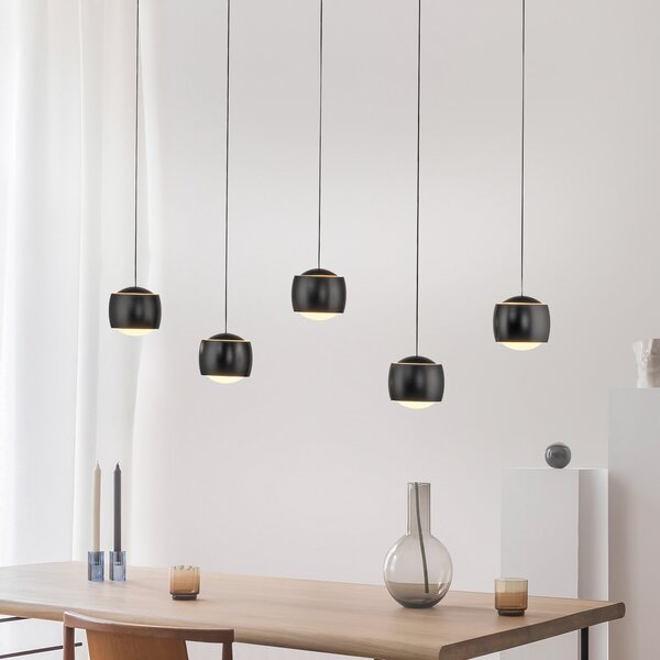 JUST LIGHT. GmbH Lampă suspendată LED Ballini, negru, 5 becuri, comutator, reglabil, Negru, Camera de zi / sufragerie, Metal, Modern