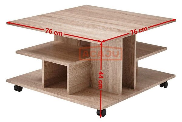 Masuta LEVKE LIGHT, stejar sonoma, PAL, 76x76x44 cm